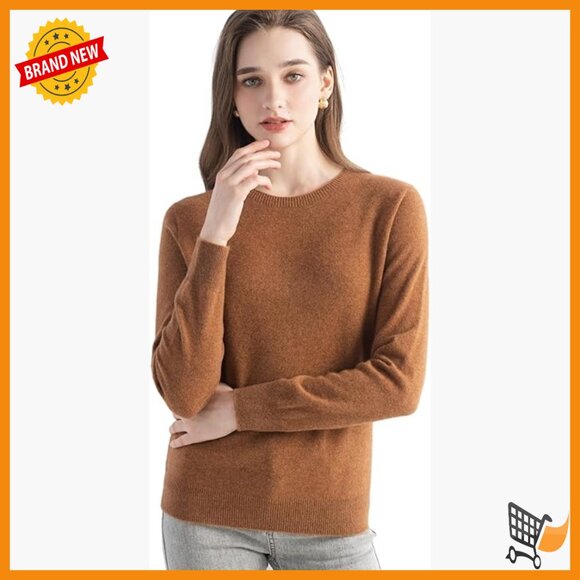 100% Cashmere Sweater Crew Neck Long Sleeve Pullover Winter Warm Soft Knit
